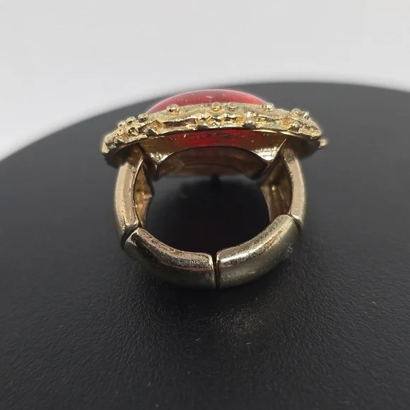 Womens adjustable red golden ring - Picture 4 of 4